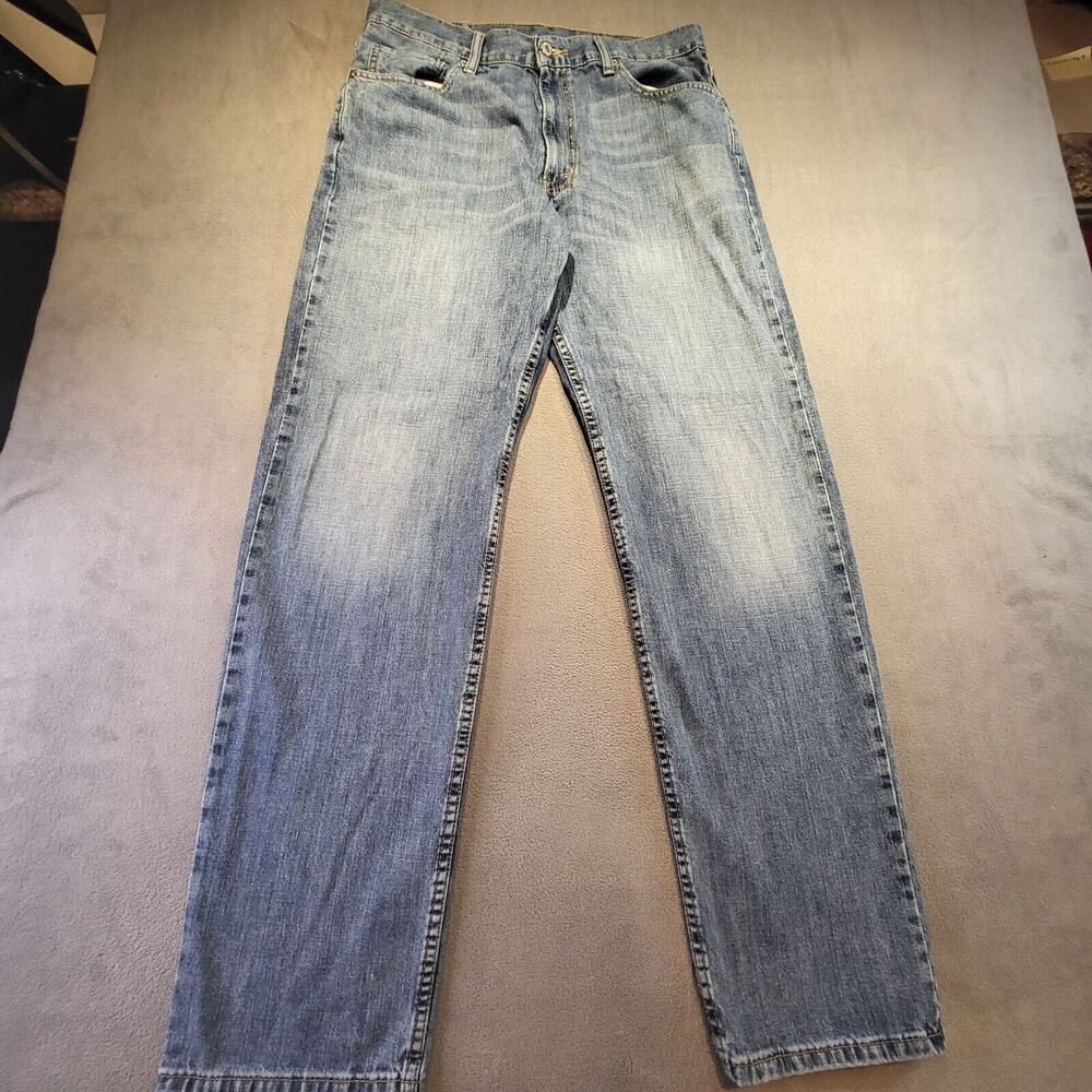 Levis 550 Jeans Mens 33x33 Blue Straight Leg Denim Workwear‎ Distressed